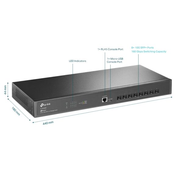 TP-Link TL SX3008F JetStream 8 Port 10GE SFP+ L2+ Managed Switch - Image 4
