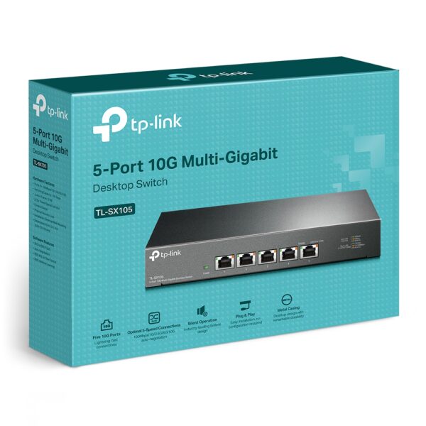 TP-Link 5 PORT 10G MULTI GIGABIT DESKTOP SWITCH TL SX105 - Image 2