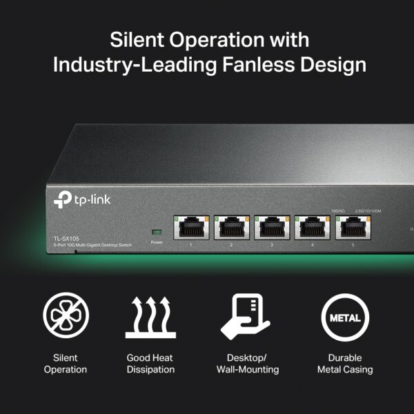 TP-Link 5 PORT 10G MULTI GIGABIT DESKTOP SWITCH TL SX105 - Image 7